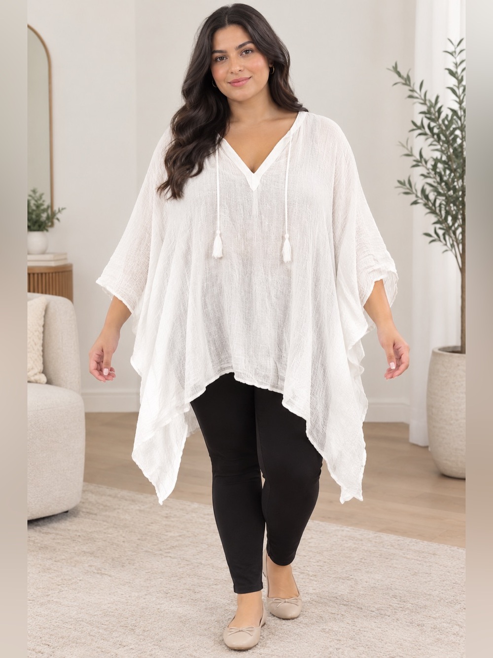 Banana Republic Cotton White Gauzy Tunic Top Dolman Sleeve Size XS/S Like New
